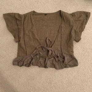 Taupe Cropped Shirt NWOT